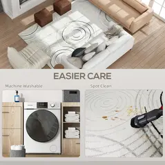 HOMCOM Modern Area Rug, Swirl Pattern Machine Washable Rug, Allergy-Friendly Floor Carpet for Living Room, Bedroom, Dining Room, Home Office, 230 x 160 cm, Cream White - 5