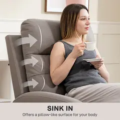 HOMCOM Recliner Armchair, Manual Reclining Chair with Adjustable Leg Rest and Reclining Functions, Modern Microfibre Overstuffed Lounge Seating for Living Room, Bedroom, Grey - 7