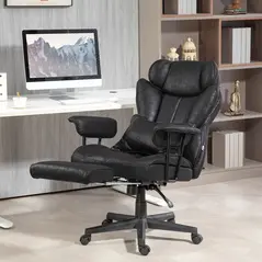 HOMCOM Executive Office Chair, Ergonomic Desk Chair with Foot Rest, Lumbar Support, Reclining Function and Wide Seat, Black - 8