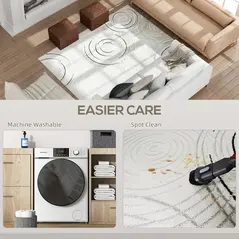 HOMCOM Modern Area Rug, Swirl Pattern Machine Washable Rug, Allergy-Friendly Floor Carpet for Living Room, Bedroom, Dining Room, Home Office, 170 x 120 cm, Cream White - 5