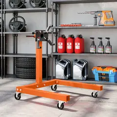 HOMCOM Engine Stand, 570 kg Rotating Engine Stand with 360 Degree Adjustable Head, 4 Mounting Arms, Heavy Duty Steel Support, Universal Wheels for Garage Workshop Auto Repair, Orange - 8