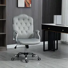 Vinsetto Velvet-Feel Work Chair, with Diamante Back - Grey - 1