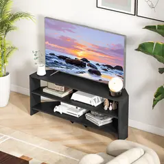HOMCOM Corner TV Stand with 2 Open Shelves for 47 Inch TV - Black - 7