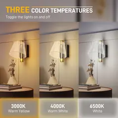 HOMCOM Led Wall Lamp 2 Pack, 5W Modern Indoor Starry Wall Light, Colour Temperature Adjustable 3000K/4000K/6500K, for Bedroom, Living Room, Hallway, Stairs, Black - 3