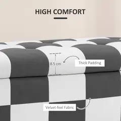 HOMCOM Storage Ottoman, Storage Bench with Wood Legs, Footstool, Footrest with Velvet Surface for Bedroom, Hallway, Living Room, 114 x 47 x 47 cm, Dark Grey and White - 4