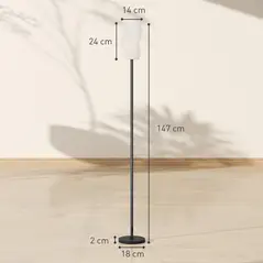 HOMCOM Floor Lamp for Living Room, 3D Printed Modern Standing Lamp with Flowing Curved Shade, 3 Colour Temperature & Foot Switch, Minimalist Tall Pole Lampshade for Bedroom, Office, White - 2