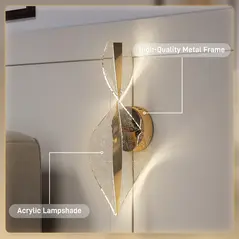 HOMCOM Led Wall Lamp 2 Pack, 13W Modern Indoor Spiral Wall Light, Colour Temperature Adjustable 3000K/4000K/6500K, for Bedroom, Living Room, Hallway, Stairs, Gold Tone - 5