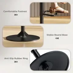 HOMCOM Set of Two Linen-Look Bar Stools - Charcoal Grey - 7