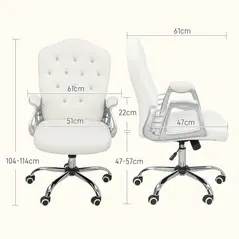 Vinsetto Velvet-Feel Work Chair, with Diamante Back - Cream - 2