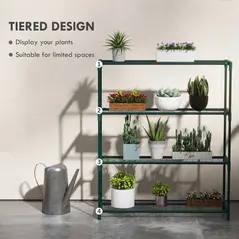 Outsunny Modern Plant Stand, 4-Tier Planter Holder with Steel Frame, Outdoor Flower Display Rack for Potted Plants Garden Balcony Decor, Dark Green - 3
