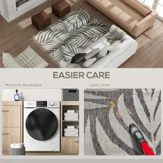 HOMCOM UV Resistant Indoor & Outdoor Area Rug, Easy-Cleaning Machine Washable Rug for Patio, Garden, Kitchen, Bathroom or Living Room, 170 x 120 cm, Grey - 5
