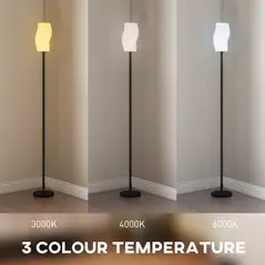 HOMCOM Floor Lamp for Living Room, 3D Printed Modern Standing Lamp with Flowing Curved Shade, 3 Colour Temperature & Foot Switch, Minimalist Tall Pole Lampshade for Bedroom, Office, White - 4