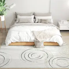 HOMCOM Modern Area Rug, Swirl Pattern Machine Washable Rug, Allergy-Friendly Floor Carpet for Living Room, Bedroom, Dining Room, Home Office, 230 x 160 cm, Cream White - 1
