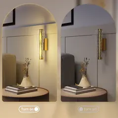 HOMCOM Led Wall Lamp 2 Pack, 9W Modern Indoor Geometric Mesh Wall Light, Colour Temperature Adjustable 3000K/4000K/6500K for Bedroom, Living Room, Hallway, Stairs, Gold Tone - 4