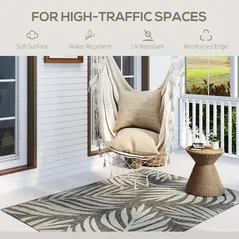 HOMCOM UV Resistant Indoor & Outdoor Area Rug, Easy-Cleaning Machine Washable Rug for Patio, Garden, Kitchen, Bathroom or Living Room, 170 x 120 cm, Grey - 4