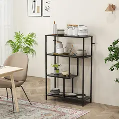 HOMCOM 4-Tier Bookshelf with Open Shelves - Charcoal Grey - 5