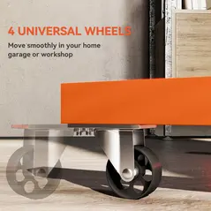 HOMCOM Engine Stand, 570 kg Rotating Engine Stand with 360 Degree Adjustable Head, 4 Mounting Arms, Heavy Duty Steel Support, Universal Wheels for Garage Workshop Auto Repair, Orange - 6