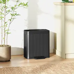 HOMCOM 40L Dual Compartment Rubbish Bin, with Soft-Close Lid - Black - 7