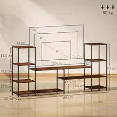 HOMCOM TV Unit for TVs up to 55 Inches, Industrial TV Stand with Storage Shelves, Entertainment Centre for Living Room, Bedroom - 2