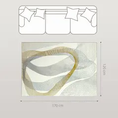 HOMCOM Modern Area Rug, Machine Washable Rug, Allergy-Friendly Floor Carpet for Living Room, Bedroom, Dining Room, Home Office, 170 x 120 cm, Cream White - 2