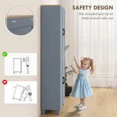 HOMCOM Freestanding Kitchen Cupboard, 4-Door Storage Cabinet with Adjustable Shelves, Modern Kitchen Pantry for Dining Room, 170cm, Grey Wood Effect - 5