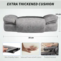 HOMCOM Leathaire Reclining Office Chair with Lumbar Support Pillow - Grey - 7