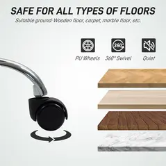 HOMCOM PU Leather Armless Office Chair, Modern Vanity Computer Swivel Chair with Rolling Wheels and Adjustable Height for Home Study, Bedroom, White - 6