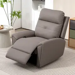 HOMCOM Recliner Armchair, Manual Reclining Chair with Adjustable Leg Rest and Reclining Functions, Modern Microfibre Overstuffed Lounge Seating for Living Room, Bedroom, Grey - 8