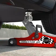 HOMCOM Hydraulic Low Profile Floor Jack, 2.5 Tonne Heavy Duty Steel Trolley Car Jack Lift with 80-360 mm Lifting Range, Wheels, Top Handle, Red - 8