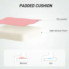 HOMCOM PU Leather Armless Office Chair, Modern Vanity Computer Swivel Chair with Rolling Wheels and Adjustable Height for Home Study, Bedroom, Pink - 3