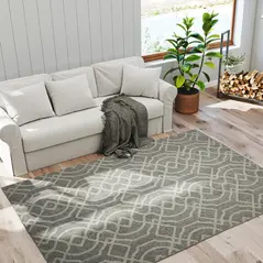 HOMCOM UV Resistant Indoor & Outdoor Area Rug, Easy-Cleaning Machine Washable Rug with Geometric Pattern for Patio, Garden, Kitchen, Bathroom or Living Room, 230 x 160 cm, Grey - 7