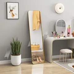 HOMCOM 40 x 160 cm Rectangular Full Length Mirror - Gold Tone - 7