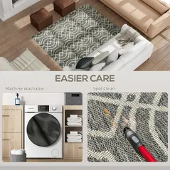 HOMCOM UV Resistant Indoor & Outdoor Area Rug, Easy-Cleaning Machine Washable Rug with Geometric Pattern for Patio, Garden, Kitchen, Bathroom or Living Room, 170 x 120 cm, Grey - 5