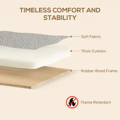 HOMCOM Small Sherpa Fabric 2 Seater Sofa Settee - Light Grey - 5