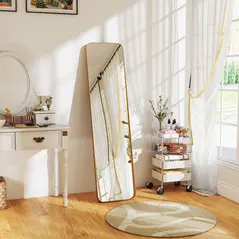 HOMCOM 40 x 160 cm Rectangular Full Length Mirror - Gold Tone - 1