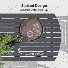 Outsunny 5 Piece Wooden Garden Dining Set for 6, Outdoor Conversation Set with 2 Armchairs, 2 Loveseats and Dining Table with Umbrella Hole for Patio, Balcony, Grey - 4