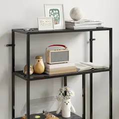 HOMCOM 4-Tier Bookshelf with Open Shelves - Charcoal Grey - 8