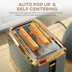 HOMCOM 3000W 1.7L Rapid Boil Kettle & 2 Slice Toaster, Kettle and Toaster Set with 7 Browning Controls and Crumb Tray, Grey - 5