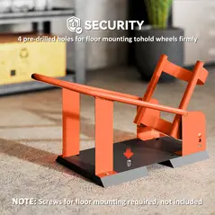 HOMCOM Motorcycle Wheel Chock, 816.5 kg Capacity Heavy Duty Steel Motorcycle Front Wheel Chock Holder with 3 Height Adjustable Holes, Fits 381-533.4 mm Wheels, Orange - 6