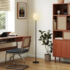 HOMCOM Flower Floor Lamp for Living Room, 3D Printed Modern Standing Lamp with Rose Shade & Foot Switch, Minimalist Tall Pole Lampshade for Bedroom, Office, E27 Holder without Bulb (25W Max), White - 7