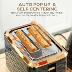 HOMCOM 3000W 1.7L Rapid Boil Kettle & 2 Slice Toaster, Kettle and Toaster Set with 7 Browning Controls and Crumb Tray, Black - 5