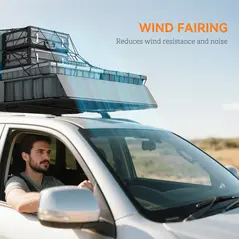 HOMCOM Universal Roof Rack Basket Tray, 90.7 kg Steel Car Rooftop Luggage Cargo Carrier Holder with Wind Fairing, Side Rails for SUVs, Pickups, Sedans, Off-Road Vehicles, 110.5 x 99.5 x 18.5 cm, Black - 5