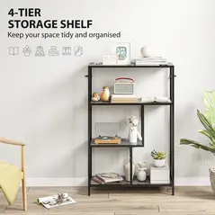 HOMCOM 4-Tier Bookshelf with Open Shelves - Charcoal Grey - 3