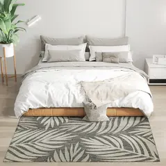 HOMCOM UV Resistant Indoor & Outdoor Area Rug, Easy-Cleaning Machine Washable Rug for Patio, Garden, Kitchen, Bathroom or Living Room, 170 x 120 cm, Grey - 1