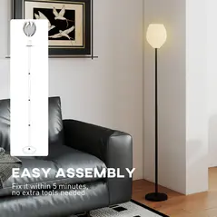 HOMCOM Flower Floor Lamp for Living Room, 3D Printed Modern Standing Lamp with Rose Shade & Foot Switch, Minimalist Tall Pole Lampshade for Bedroom, Office, E27 Holder without Bulb (25W Max), White - 6