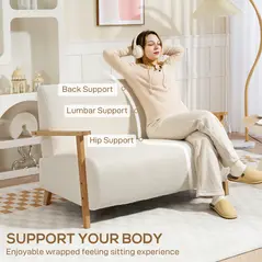 HOMCOM Small Sherpa Fabric 2 Seater Sofa Settee - Cream White - 4