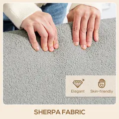 HOMCOM Small Sherpa Fabric 2 Seater Sofa Settee - Light Grey - 6