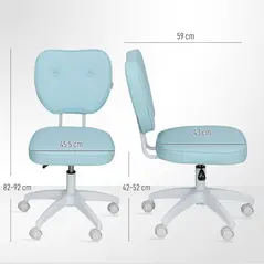 Vinsetto Vanity Office Chair, PU Leather Computer Chair for Home, with Adjustable Height, Armless, Swivel Wheels, Blue - 2