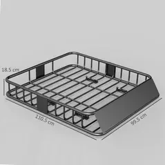 HOMCOM Universal Roof Rack Basket Tray, 90.7 kg Steel Car Rooftop Luggage Cargo Carrier Holder with Wind Fairing, Side Rails for SUVs, Pickups, Sedans, Off-Road Vehicles, 110.5 x 99.5 x 18.5 cm, Black - 2