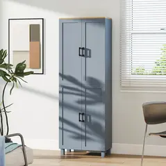 HOMCOM Freestanding Kitchen Cupboard, 4-Door Storage Cabinet with Adjustable Shelves, Modern Kitchen Pantry for Dining Room, 170cm, Grey Wood Effect - 8